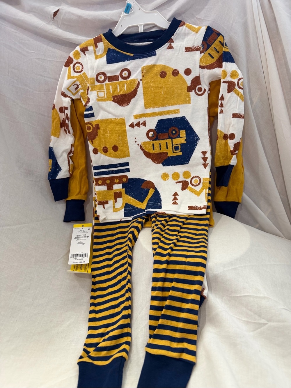 Carter's 4-Piece Geometric Pajama Set Yellow & Blue Baby 24M NWT